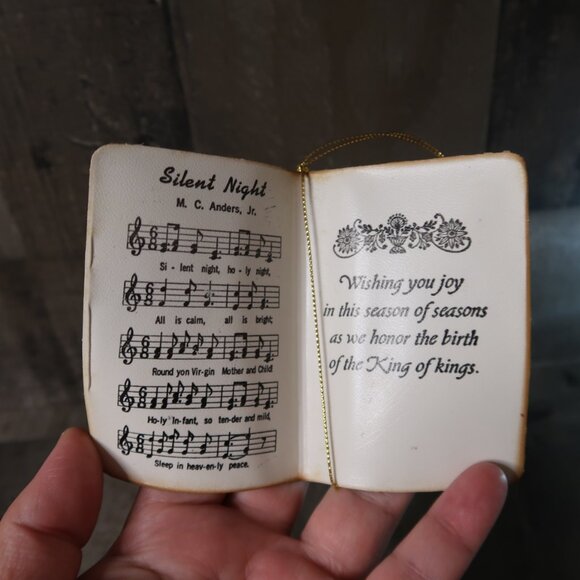 Silent Night Song Book Leather Christmas Ornament Music Notes Stamped - Picture 4 of 4